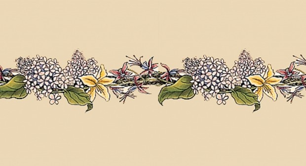 Плитка Stovax Lilac & Fuschia с бордюрным и угловым рисунком